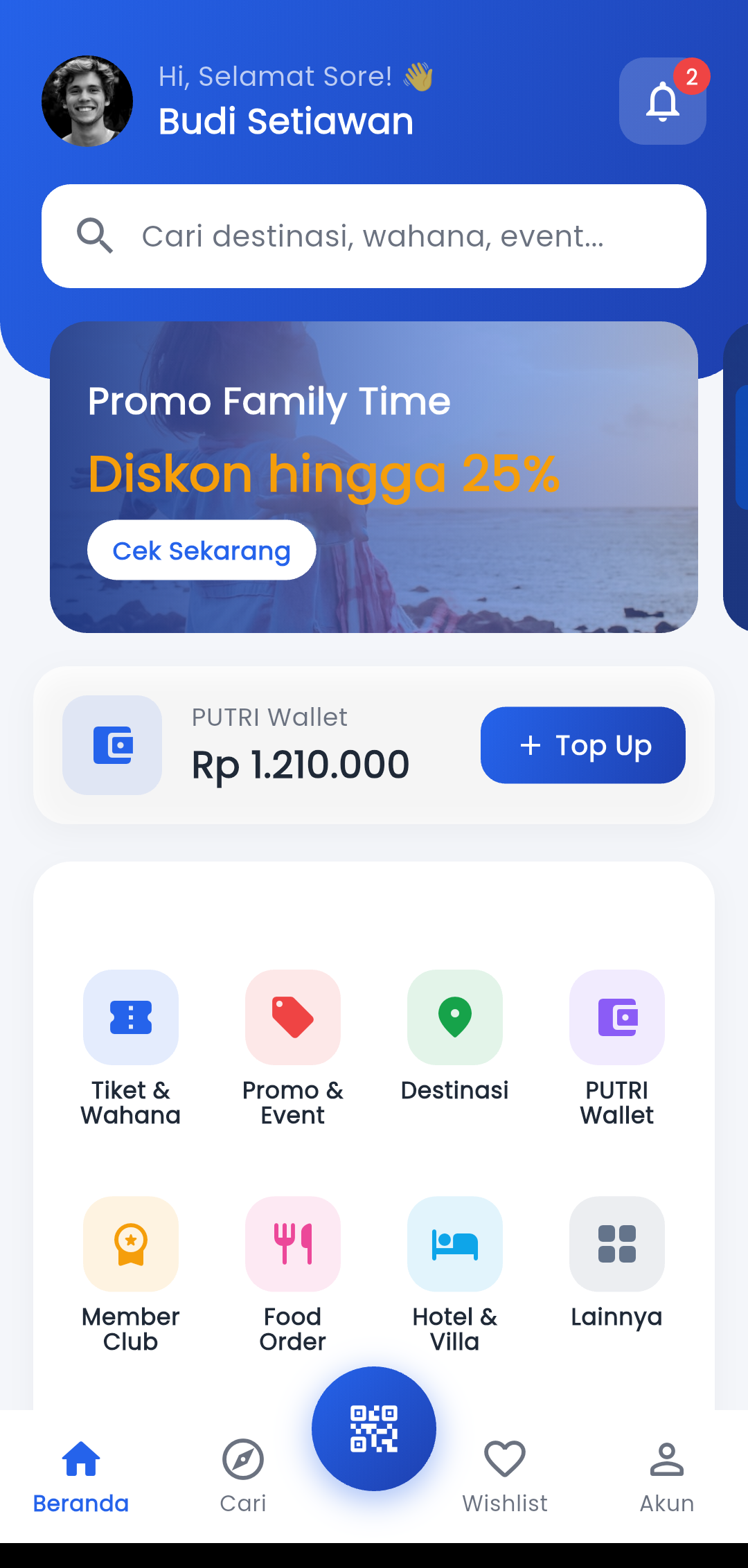 Tampilan aplikasi PUTRI CONNECT