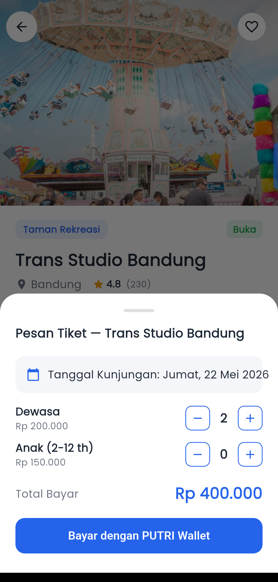 Tampilan aplikasi PUTRI CONNECT