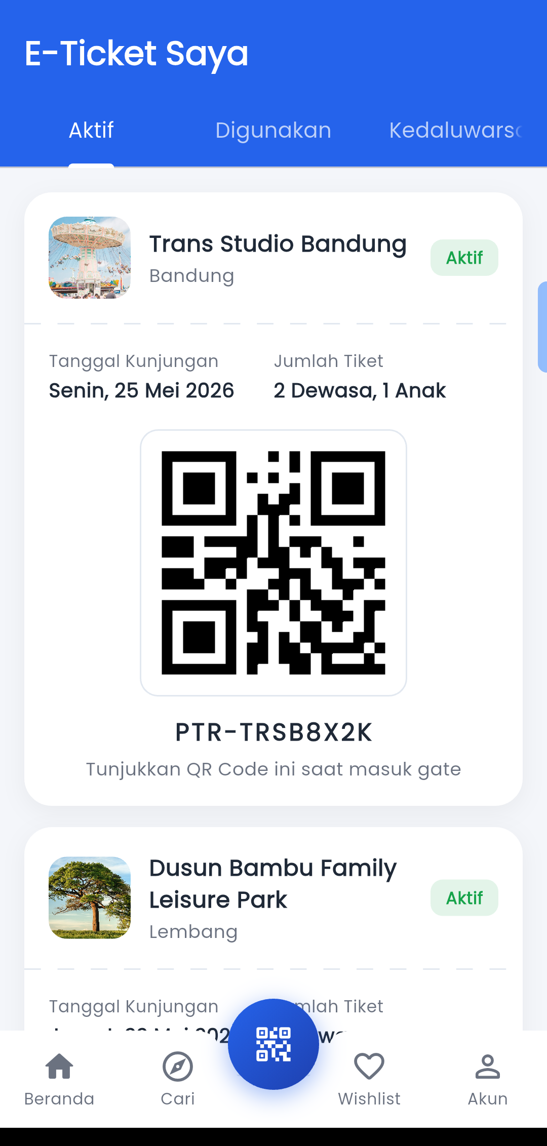 Tampilan aplikasi PUTRI CONNECT
